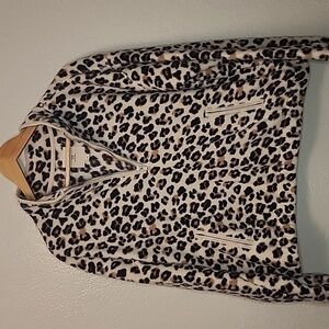 Thread & Supply Half Zip Leopard Fleece Sweater